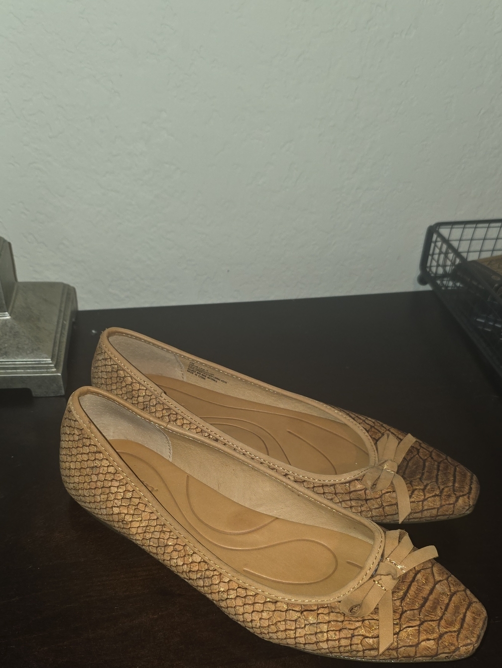 Born Hand Crafted Footwear Tan Snake-Texture Ballet Flats